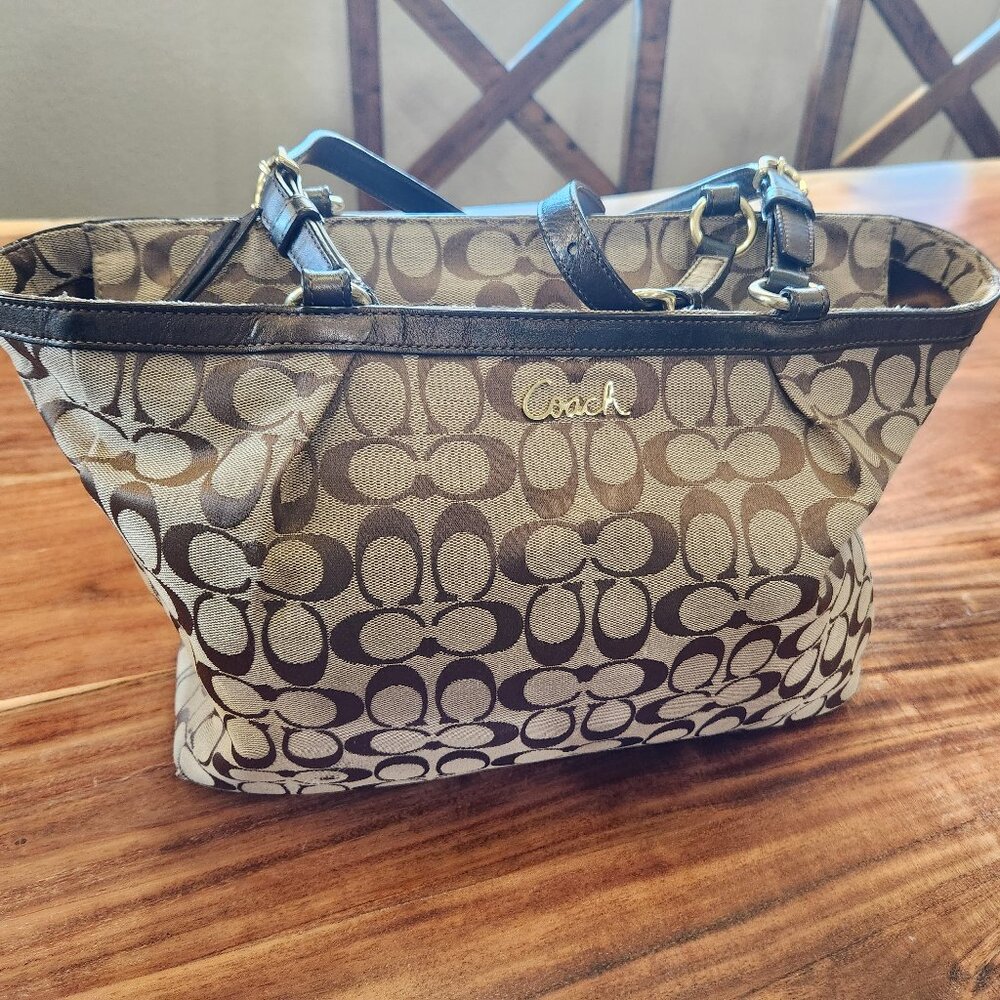 Coach Canvas Signature C Tote or Shoulder Handbag